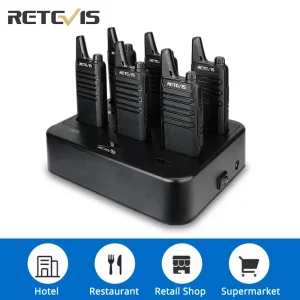Retevis RT622 Walkie Talkie 6 pezzi Mini Walkie Talkie PMR FRS Walkie Talkie Set con caricatore multigruppo a 6 vie per ristorante dell’hotel