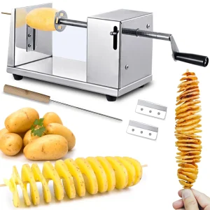 Taglierina a spirale per patate Tornado, taglierina per patate ricce intrecciate manuale in acciaio inossidabile per patate, carote, cetrioli