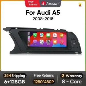 Junsun 8.8 pollici CarPlay Per Apple Car Radio Multimediale Per Audi A5 2009-2016 Bluetooth Senza Fili Android Auto 4G WiFi GPS Stereo
