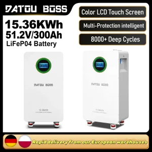 Batteria DATOUBOSS 51.2V/300Ah LiFePO4 15.36kWh Batteria solare per accumulo di energia domestica Design puleggia Supporto connessione parallela