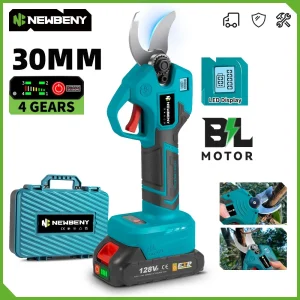 NEWBENY Cesoie elettriche da potatura senza spazzole da 30 mm Cordless 4 Marce Rami di alberi da frutto Forbici Utensile elettrico per Makita Batteria Spille