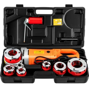 SucceBuy 2300W Infila tubi elettrici Palmare per uso domestico Macchina per manicotti per tubi in ferro zincato Strumento di filettatura industriale con 6 matrici