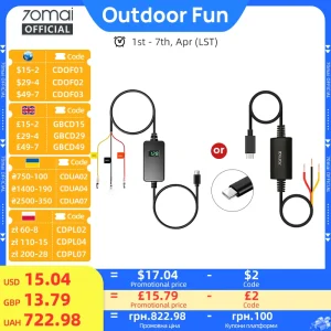 Kit di Cablaggio Regolabile 70mai UP06, Kit di Cablaggio 70mai UP03, Interfaccia Type-C, Sorveglianza Parcheggio 24H, 70mai UP03 70mai UP06