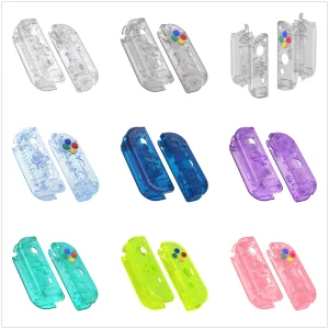 eXtremeRate Switch Gamepad Custodia di ricambio Set di pulsanti di copertura a conchiglia per Nintend Switch NS JoyCon e NS OLED JoyCon – Serie trasparente