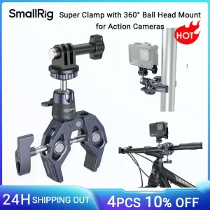 Morsetto per montaggio su fotocamera SmallRig Super Clamp con 360 °   Adattatore a sgancio rapido con testa a sfera per luce LED per monitor fotocamera Gopro -4102