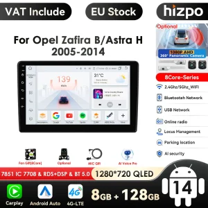 Per Opel Astra H 2004-2014 Zafira B 2Din Android 14 Autoradio Lettore Video Multimediale 4G-LTE Carplay AI Cuffie Autoradio Audio