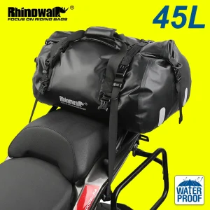 Rhinowalk Borsa posteriore per moto Borsa a tracolla asciutta da viaggio impermeabile da 45 litri di grande capacità Borsa per sedile motore per bagagli per moto