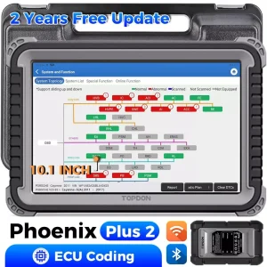 TOPDON Phoenix Plus Strumento diagnostico professionale per auto Codifica ECU Automotive OBD2 Scanner Test attivo Scan Manutenzione Strumento di riparazione