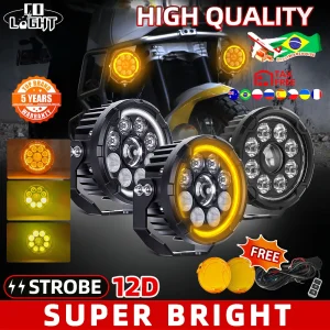 CO LUCE Moto 5 pollici LED Luce da lavoro Fascio alto e basso LED Luci ausiliarie Stroboscopiche 3500K 6500K Per 4×4 Truck Dirt SUV 12V 24V