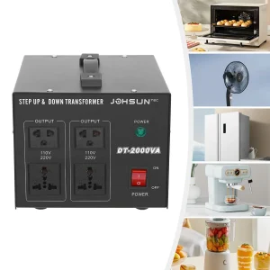 Convertitore di tensione da 2000 W Convertitore di potenza trasformatore step up/down per impieghi gravosi da 110 V a 220 V / 220 V a 110 V Nero