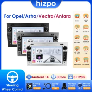 Hizpo per Opel Astra H J Vectra Vauxhall Antara Zafira Corsa C D Vivaro Meriva Veda CarPlay Android Auto 2 Din Autoradio GPS OBD