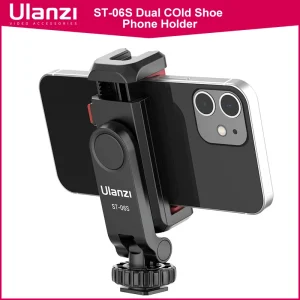 Treppiede verticale per supporto per telefono Ulanzi ST-06S con pattino freddo per clip per telefono con luce per microfono per iPhone 12 Supporto per smartphone Vlog
