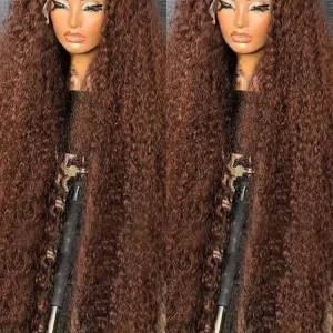 Parrucche anteriori in pizzo marrone cioccolato 13×6 Hd Parrucca frontale in pizzo per capelli umani 13×4 Parrucca colorata a onda profonda per le donne 250 Densità Pre pizzicata