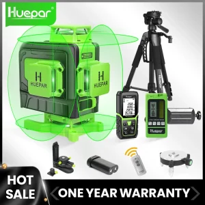 Huepar 4D 16 linee a croce livello laser linee a fascio verde multifunzione e telecomando con batteria agli ioni di litio per pavimenti di piastrelle