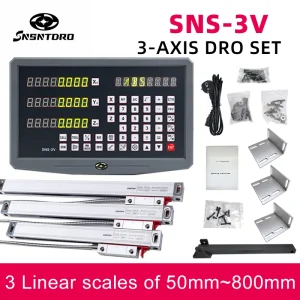 Kit di lettura digitale SNS-3V DRO Display AC110V/220V e 3 pezzi Encoder scala lineare 50-800mm per fresatrice Tornio