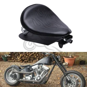 Per Yamaha Virago XV 1100 750 250 Bobber fiamma moto in pelle nera Solo sedile molla con sella staffa accessori