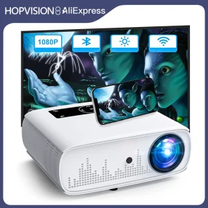 Proiettore HOPVISION, proiettore 4K Proiettore WiFi nativo 1080P 15000 Lux Proiettore video Heimkino Full HD Proiettore Bluetooth 4K