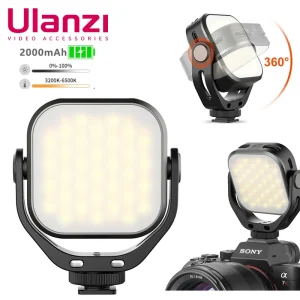 ULANZI VL66 Mini luce Video a Led bicolore 360 ° girevole 2500-6500K CRI95 + lampada di riempimento ricaricabile da 2000mAh per telefono con fotocamera Gopro