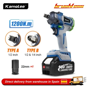 Avvitatore elettrico brushless dinamometrico Kamolee 1200N.MIn batteria agli ioni di litio da 1/2 1/4