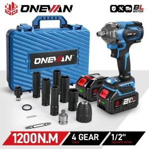 ONEVAN 1200N.m Avvitatore elettrico senza spazzole 1/2 pollici Cacciavite elettrico a batteria Trapano Strumento per Makita 18V Batteria Pin