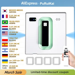 Robot per la pulizia dei vetri 2500PA con grande aspirazione e spray, robot elettrico per la pulizia dei vetri anti-caduta con telecomando e aspirapolvere