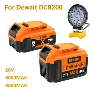 9000MAH Per Dewalt DCB200 20V 6000MAH Batteria Compatibile con utensili elettrici dewalt DCB120 DCB182 DCB200 DCB609 Batterie Al Litio