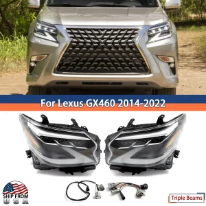 Coppia per Lexus GX460 2014-2022 gruppo faro anteriore a LED a tre raggi USA