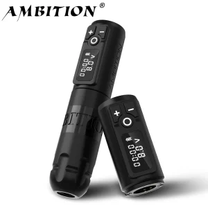 Penna a batteria rotativa per macchinetta per tatuaggi wireless Ambition Soldier con alimentatore portatile Display digitale a LED da 2400 mAh per body art