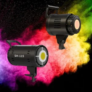 Lampada LED COB SH 115/135W per video e fotografia con treppiede, softbox e telecomando per riprese video e fotografia.