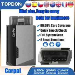 TOPDON Carpal OBD2 Scanner Bluetooth per auto Strumento diagnostico per tutti i sistemi iOS Android Controllo salute veicoli 6 servizi di ripristino