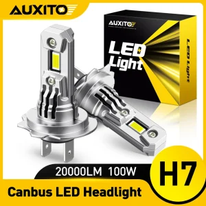 AUXITO 2 Pz Turbo H7 LED Canbus No Error Lampadine per fari con ventola 100 W Ad alta potenza H7 LED Lampada frontale per auto Chip CSP 20000LM