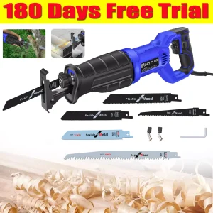 Potente sega alternativa 900W 240V Sega a sciabola elettrica con filo a velocità variabile con strumento Meno cambio lama, pulsante di blocco e 5 lame per sega