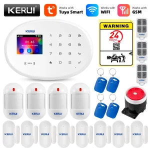 KERUI Tuya Smart WIFI Sistema di allarme GSM Funziona con Alexa Home Security Wireless 433Mhz Antifurto Rilevatore di sensori per porte e finestre