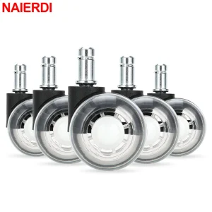 NAIERDI 5 pezzi sedia da ufficio Caster 2 “ruote per sedie in gomma di ricambio Heavy Duty Safe per tutti i pavimenti ruote per mobili