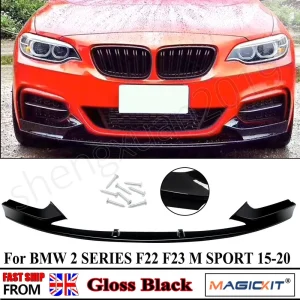 Misura PER BMW Serie 2 F22 F23 Paraurti Anteriore Labbro 218i 230i 2014-2022 M SPORT FRONT SPLITTER LIP SPOILER NERO LUCE Accessori Auto