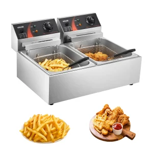 SucceBuy Friggitrici elettriche da 12 litri Doppi serbatoi per ristoranti veloci o campeggio Picnic Pollo fritto Patatine fritte Patatine fritte