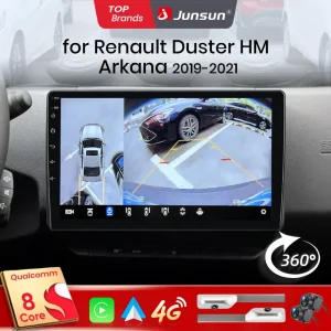 Junsun Qualcomm 8-Core 360 Macchina Fotografica CarPlay Android Auto Autoradio per Renault Duster HM 2 II 2019 – 2023 Arkana 1 I 2019 – 2021