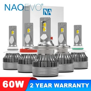 NAOEVO H7 H4 LED 60W 20000LM Faro per auto H1 H8 H9 H11 Lampadina a LED HB5 9007 H13 9005 HB3 9006 HB4 Auto Fendinebbia Accessori per auto