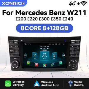 Autoradio Wireless Carplay Android14 per Mercedes Benz classe E W211 E200 E220 E300 E350 E240 E270 E280 CLS classe W219 Stereo