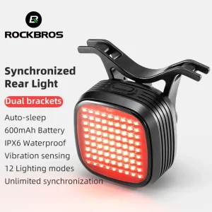 ROCKBROS Luce posteriore per bici Smart Sync Brake Sense Fanale posteriore 12 modalità IPX6 Luce posteriore ricaricabile MTB Accessori per ciclismo su strada