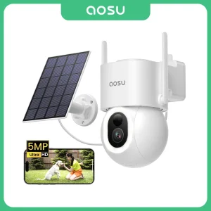AOSU 9200mAh 5MP PTZ Telecamere solari wireless Rilevazione AI esterna Telecamera di sicurezza Wifi Visione notturna a colori Telecamera CCTV audio bidirezionale