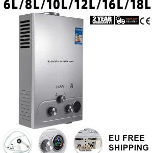 VEVOR GPL Scaldabagno a gas propano GPL senza serbatoio 6/8/10/12/16/18L 4.8GPM Kit scaldabagno a gas propano in acciaio inossidabile
