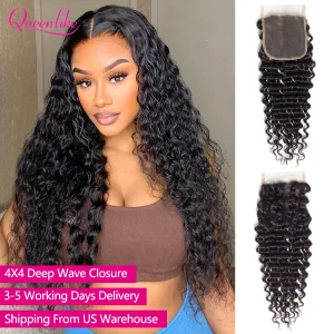 Capelli umani brasiliani con chiusura in pizzo HD 4X4 onda profonda 22 pollici per donne nere Chiusura in pizzo Spedizione gratuita dagli Stati Uniti / FR Consegna veloce