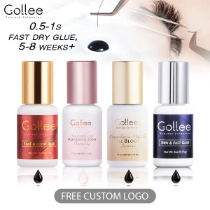 Gollee 0.5-1s Colla per extension ciglia ad asciugatura rapida Super Bonder 5-8 settimane Durevole Forte Nessuna irritazione Colla acceleratore Forniture per ciglia