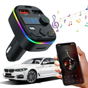 Caricabatteria per auto Compatibile con Bluetooth Doppio USB Tipo C Kit per auto wireless vivavoce Lettore MP3 a mani libere Radio Radio automatica Modulatore FM
