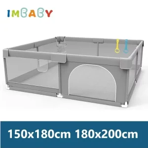 IMBABY Box per bambini Recinzione per neonati grigio chiaro 150×180 Parco giochi per bambini 180×200 Attività per bambini Recinzione di sicurezza per piscina a secco di grandi dimensioni