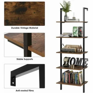 Homfa Industrial Ladder Shelve espositore scaffale scaffale per libri scaffale da parete per scaffale per libri per Room muslimah