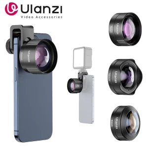 Ulanzi Phone 75mm Obiettivo macro con clip Mount 0.5X Kit fotocamera con obiettivo multiplicatore Fisheye esterno ultra grandangolare per iPhone 16 15