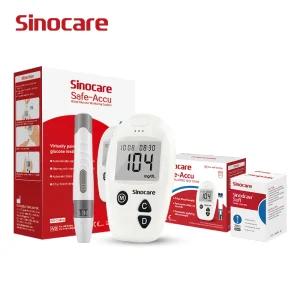 Sinocare Safe-Accu Misuratore di zucchero nel sangue Kit glucometro Strisce reattive Aghi Lancette Sistema di monitoraggio del tester medico del diabete