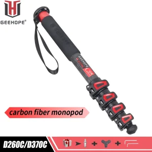 GEEHOPE D260C/370C Monopiede da viaggio portatile professionale in fibra di carbonio Carico massimo 10/12 kg per videocamera digitale DSLR